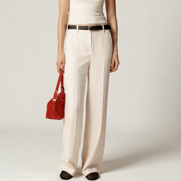 J. Crew Petite cuffed wide-leg trouser in luster canvas Size 2 Petite - Picture 1 of 12